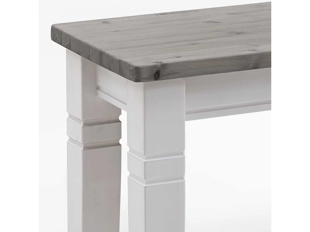 Massivholzbank in Weiß Grau Landhaus