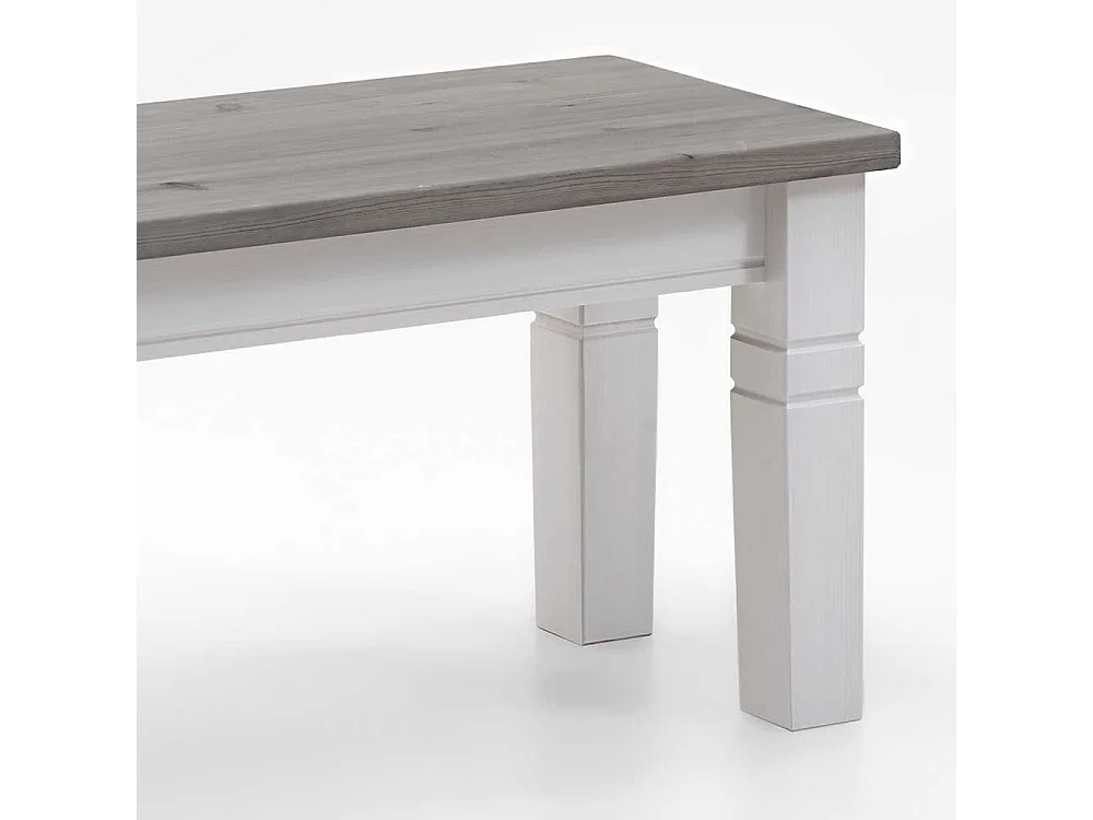 Massivholzbank in Weiß Grau Landhaus