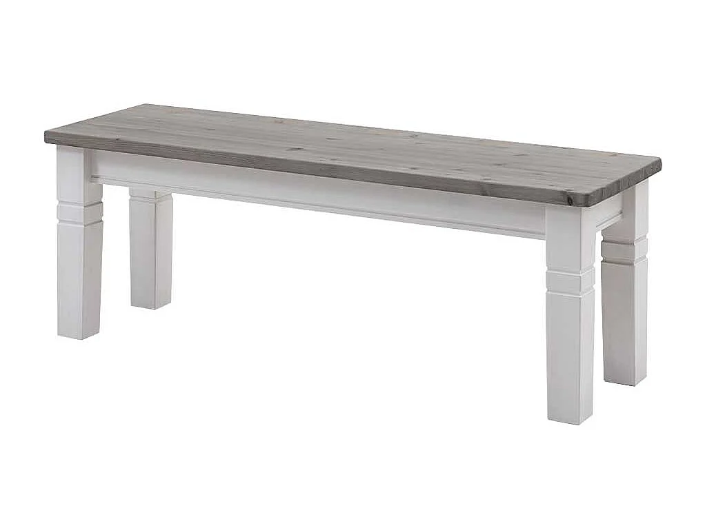 Massivholzbank in Weiß Grau Landhaus