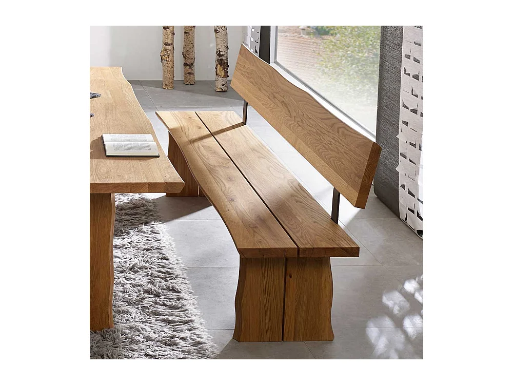 Baumkanten Bank mit Lehne Wildeiche massiv