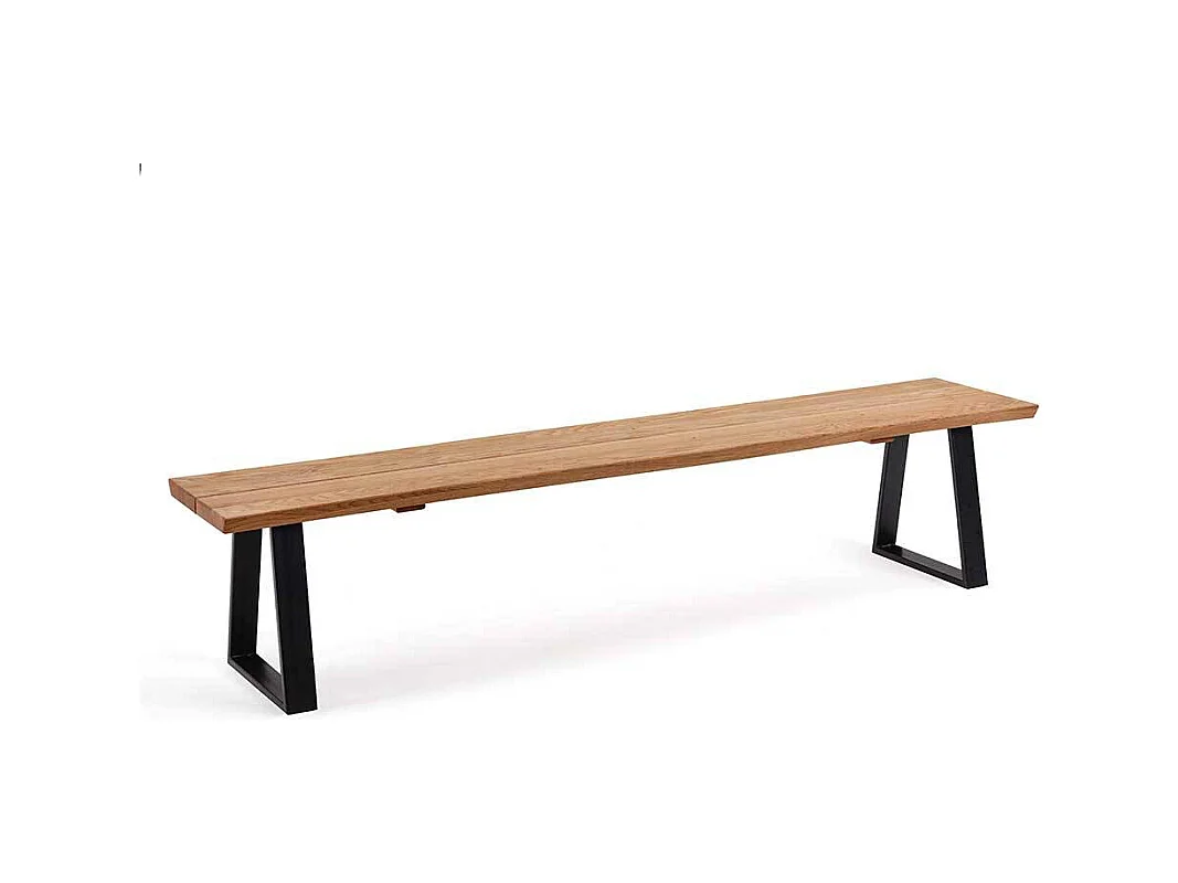 Esszimmersitzbank aus Wildeiche Massivholz Bügelgestell aus Metall