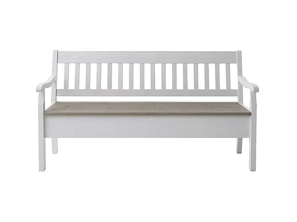 Landhaus Holzbank in Weiß Grau Stauraum