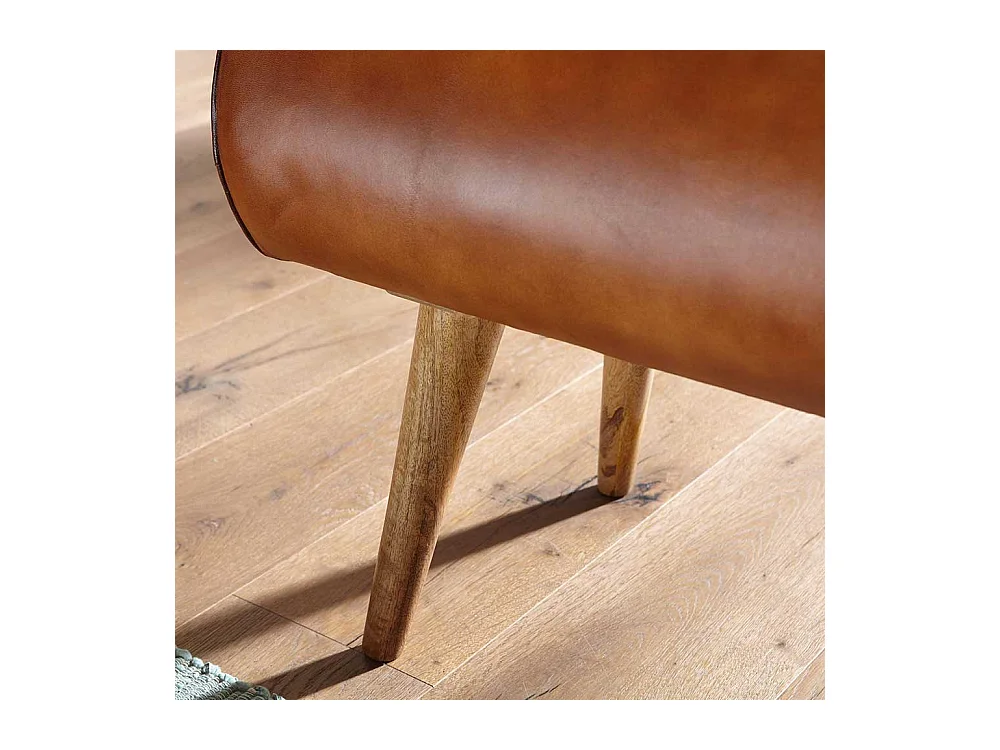 Echtleder Sitzbank in Cognac Braun rustikalen Landhaus Design