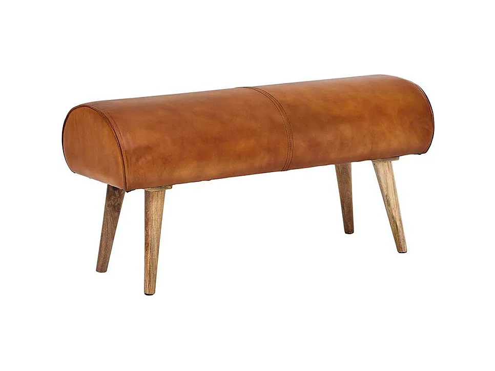 Echtleder Sitzbank in Cognac Braun rustikalen Landhaus Design