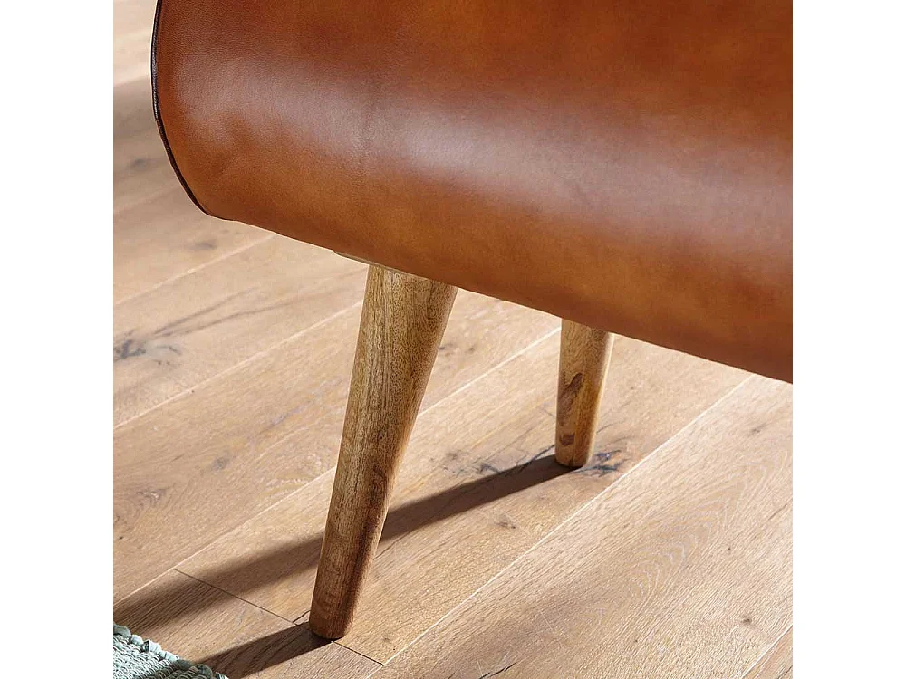 Echtleder Sitzbank in Cognac Braun rustikalen Landhaus Design