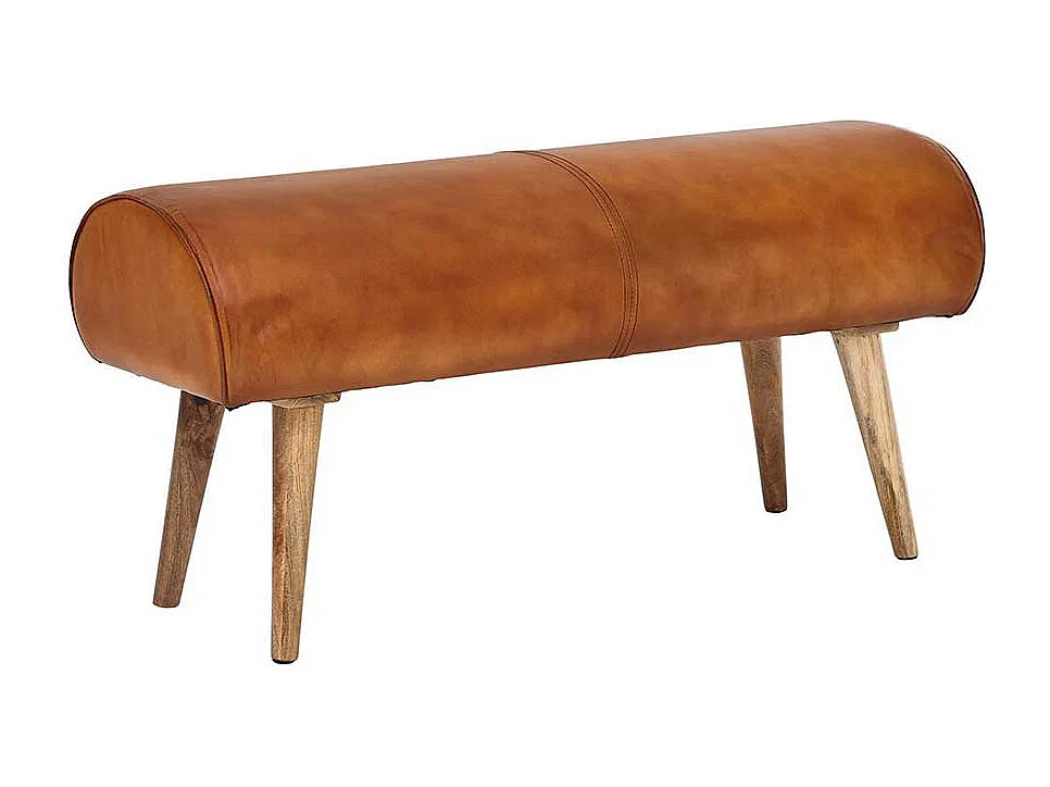 Echtleder Sitzbank in Cognac Braun rustikalen Landhaus Design