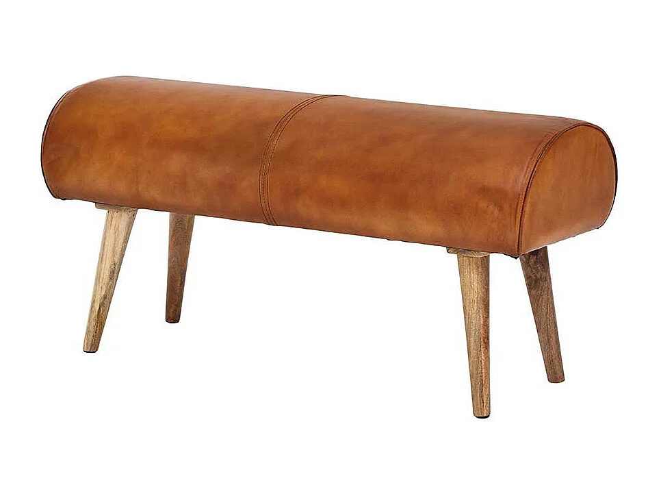 Echtleder Sitzbank in Cognac Braun rustikalen Landhaus Design