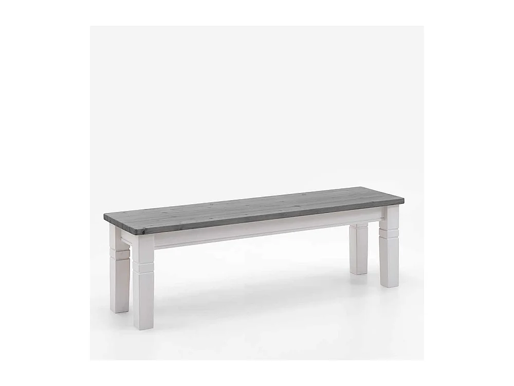 Holzbank zweifarbig in Kiefer Grau und Weiß Landhausstil