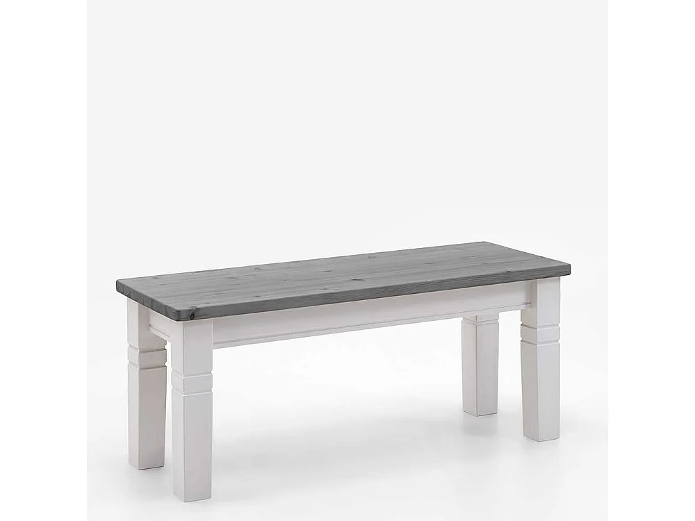 Holzbank zweifarbig in Kiefer Grau und Weiß Landhausstil
