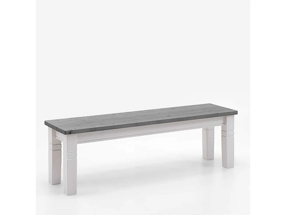 Holzbank zweifarbig in Kiefer Grau und Weiß Landhausstil