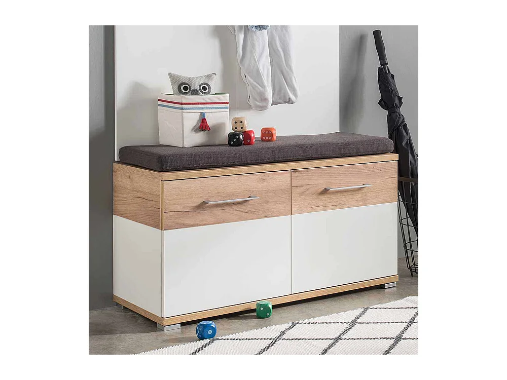 Dielenbank in Weiß Eiche 2 türig