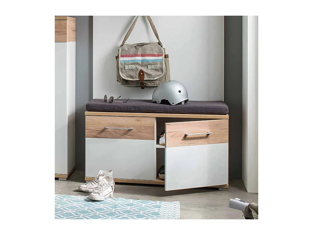 Dielenbank in Weiß Eiche 2 türig