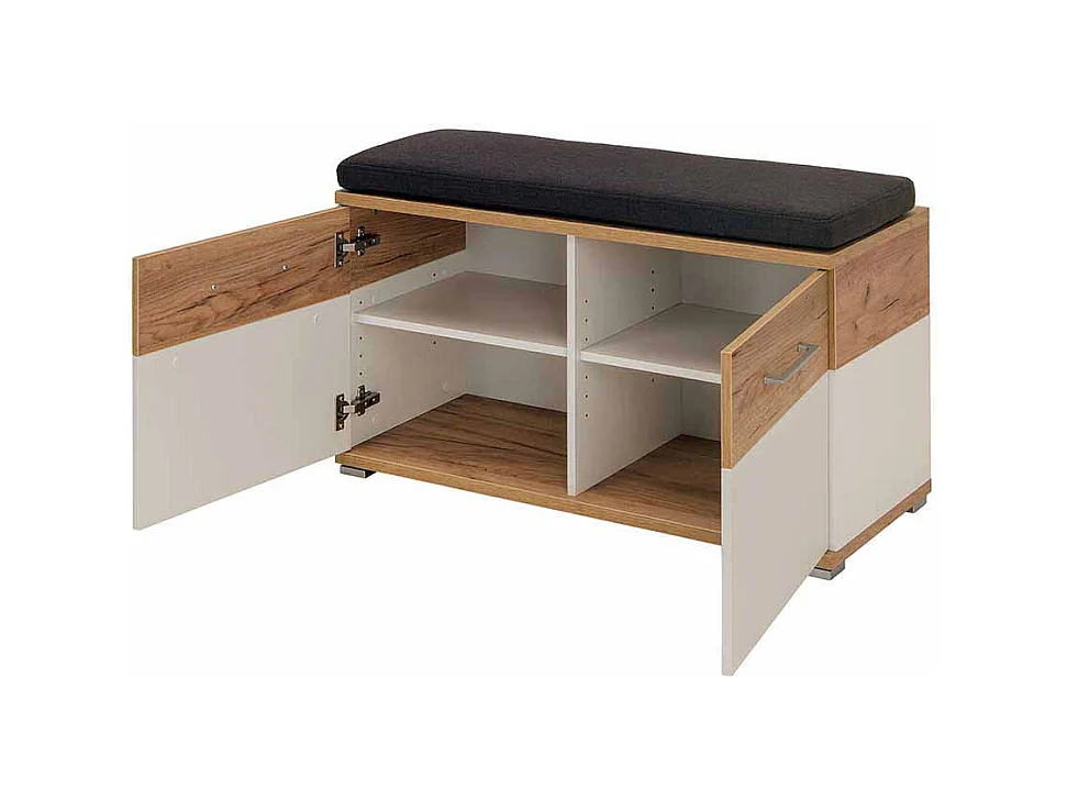 Dielenbank in Weiß Eiche 2 türig