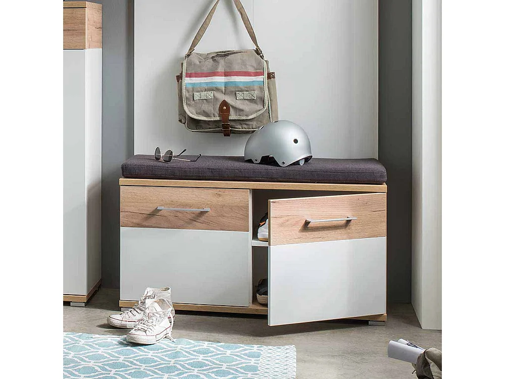 Dielenbank in Weiß Eiche 2 türig