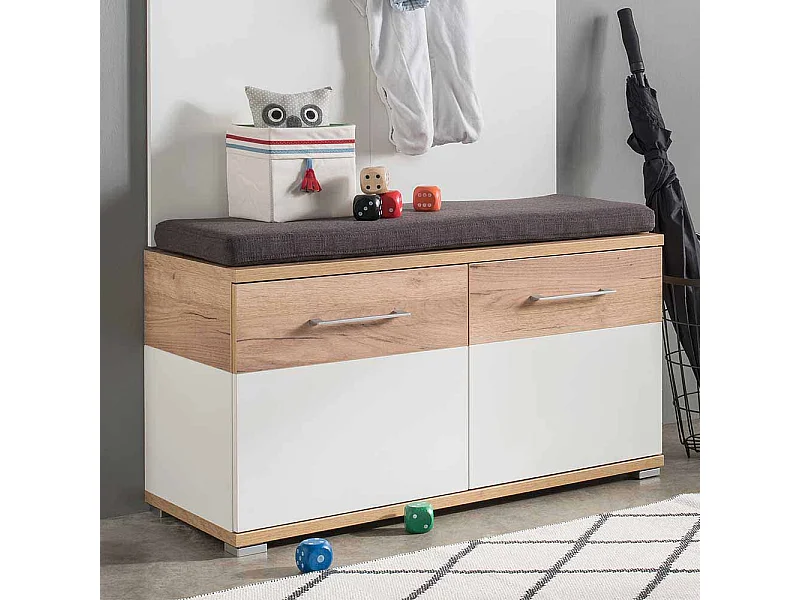 Dielenbank in Weiß Eiche 2 türig