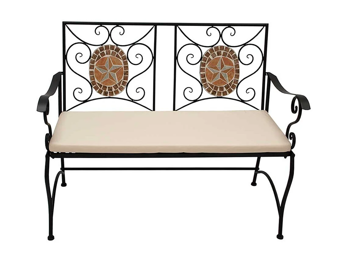 Balkonbank mit Polster im Retrostil Vierfußgestell aus Metall