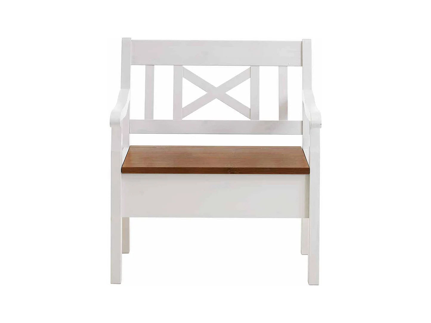 Essbank in Weiß Kiefer massiv Armlehnen