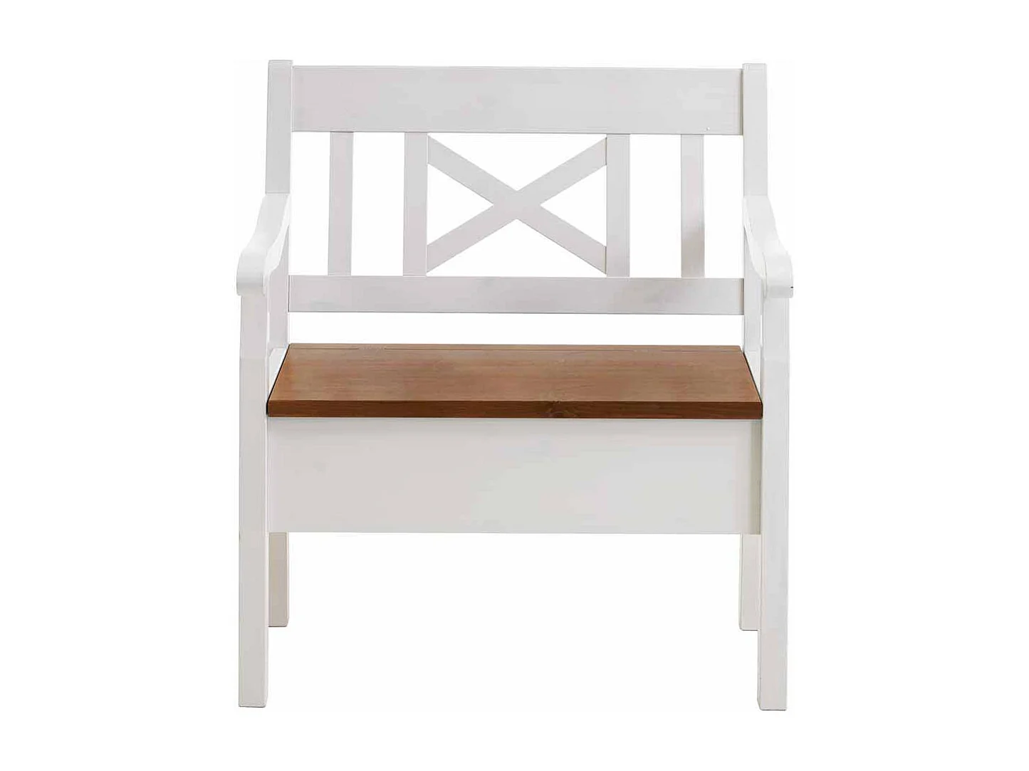 Essbank in Weiß Kiefer massiv Armlehnen