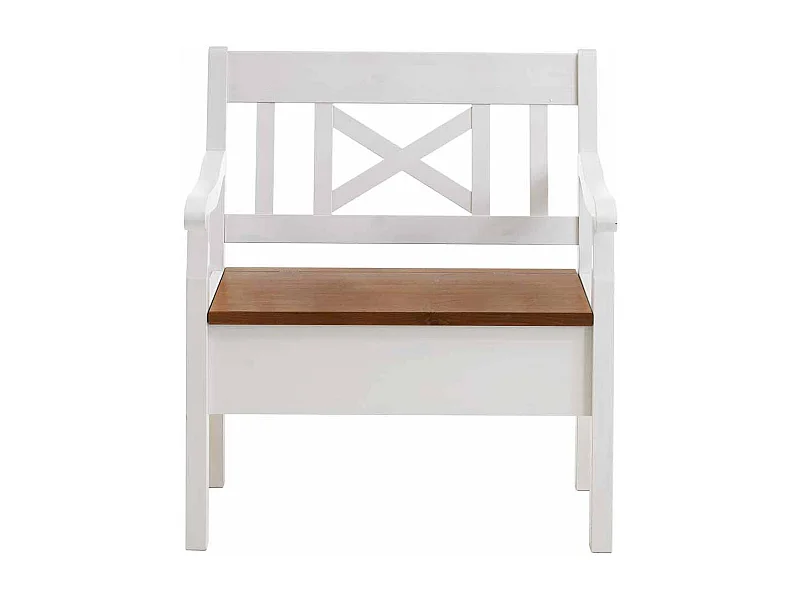 Essbank in Weiß Kiefer massiv Armlehnen