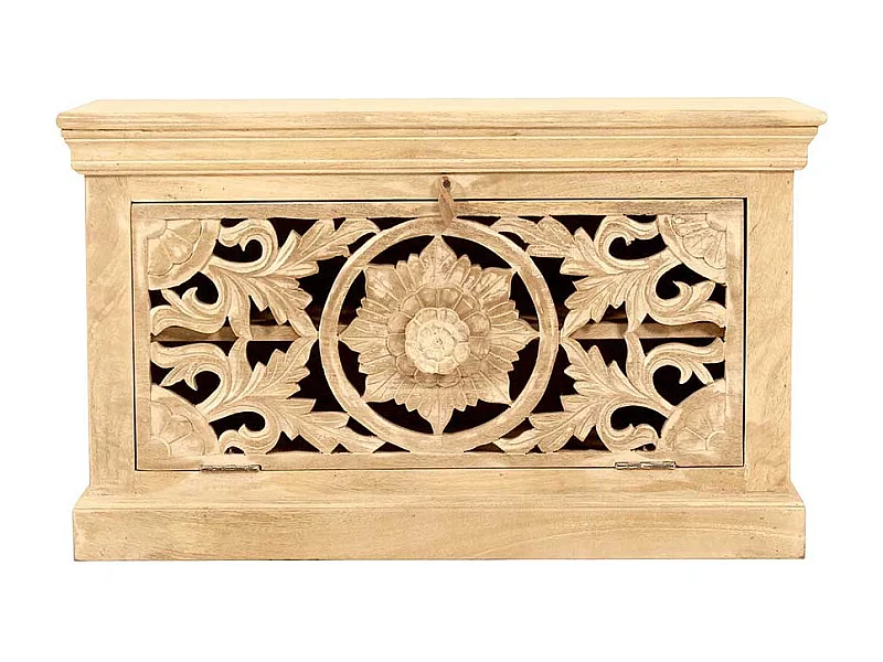 Garderobensitzbank in Sandfarben Mangobaum Massivholz