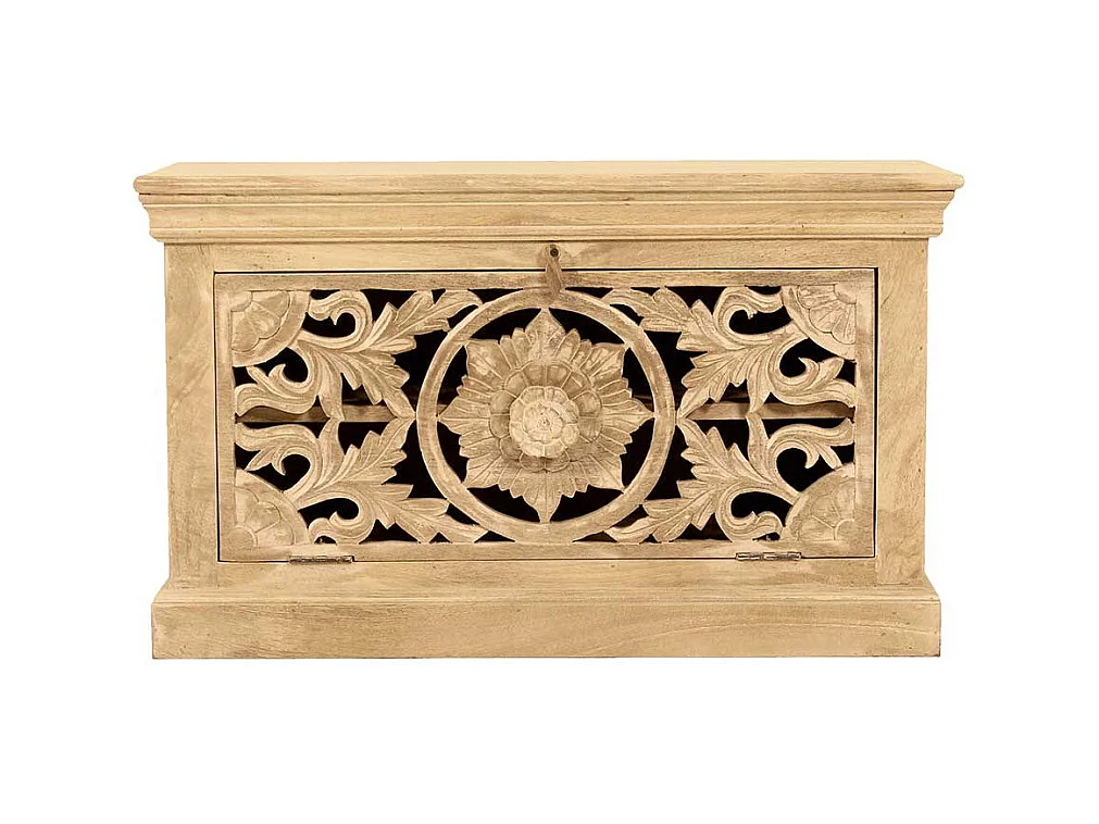 Garderobensitzbank in Sandfarben Mangobaum Massivholz