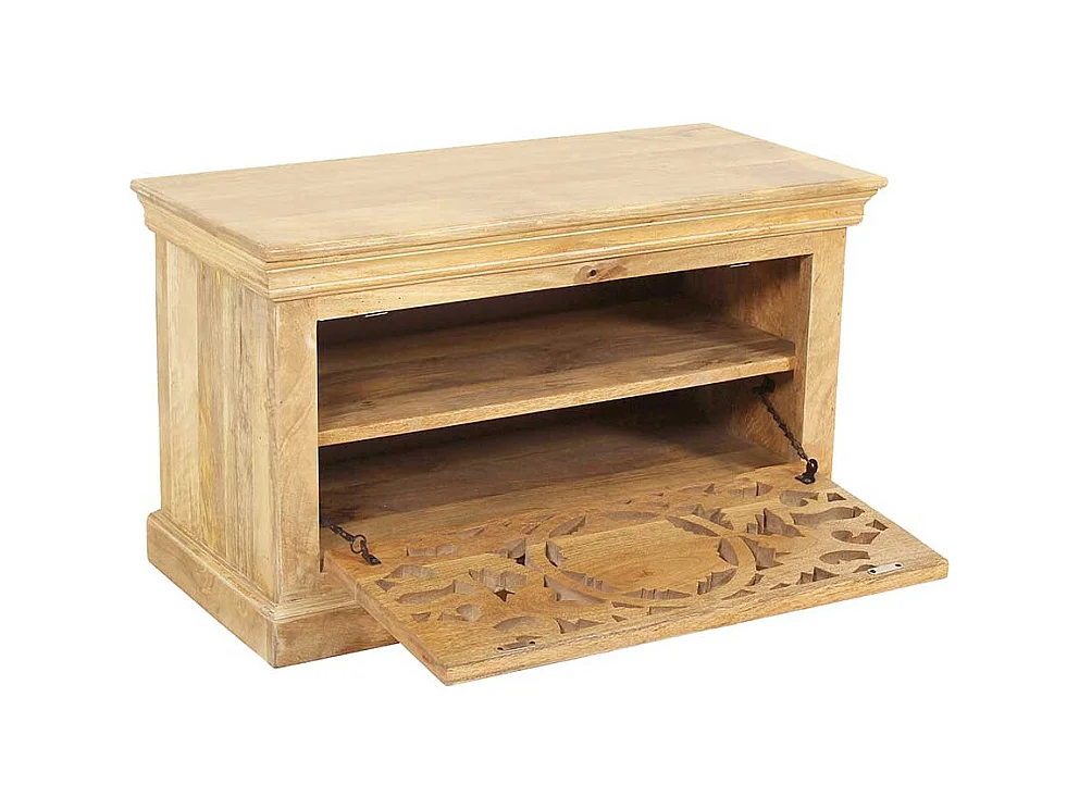 Garderobensitzbank in Sandfarben Mangobaum Massivholz