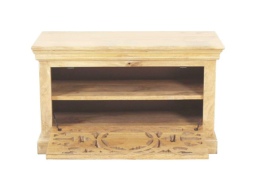 Garderobensitzbank in Sandfarben Mangobaum Massivholz