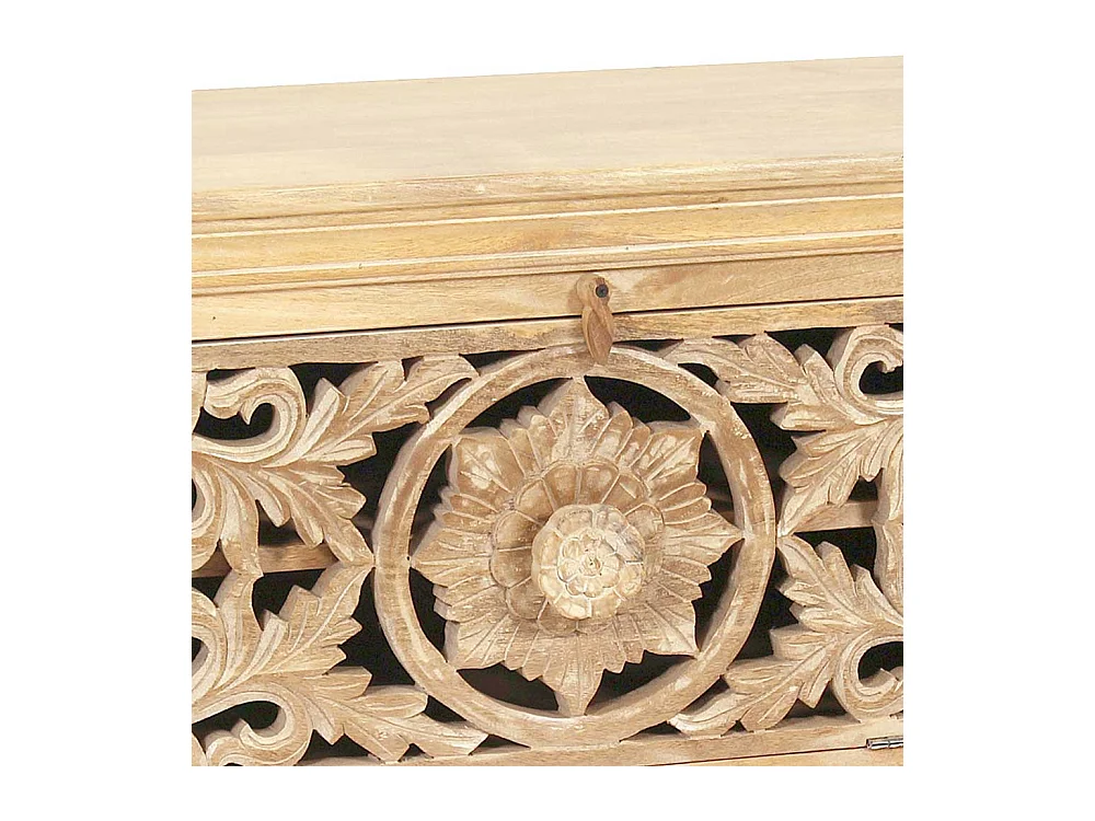 Garderobensitzbank in Sandfarben Mangobaum Massivholz