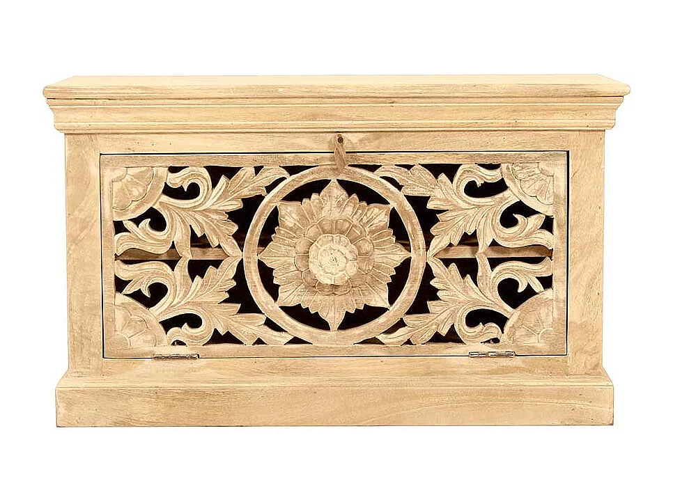 Garderobensitzbank in Sandfarben Mangobaum Massivholz