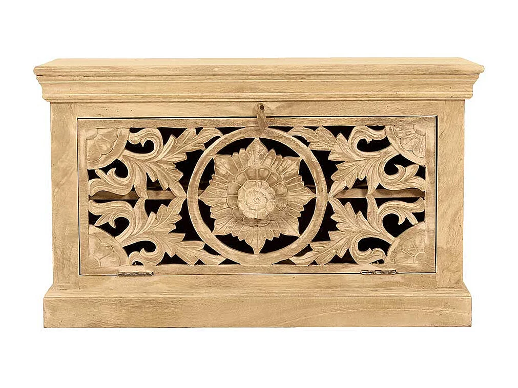 Garderobensitzbank in Sandfarben Mangobaum Massivholz