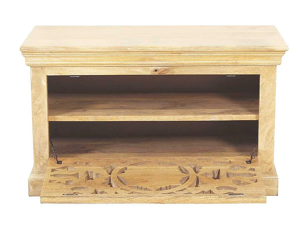 Garderobensitzbank in Sandfarben Mangobaum Massivholz