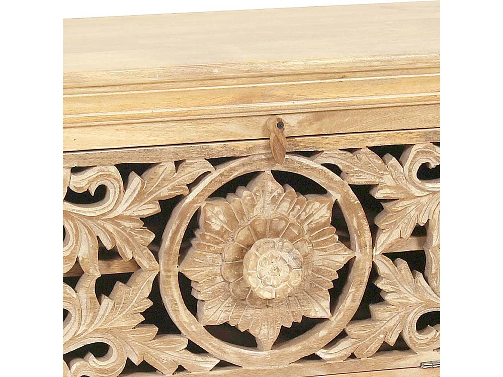 Garderobensitzbank in Sandfarben Mangobaum Massivholz