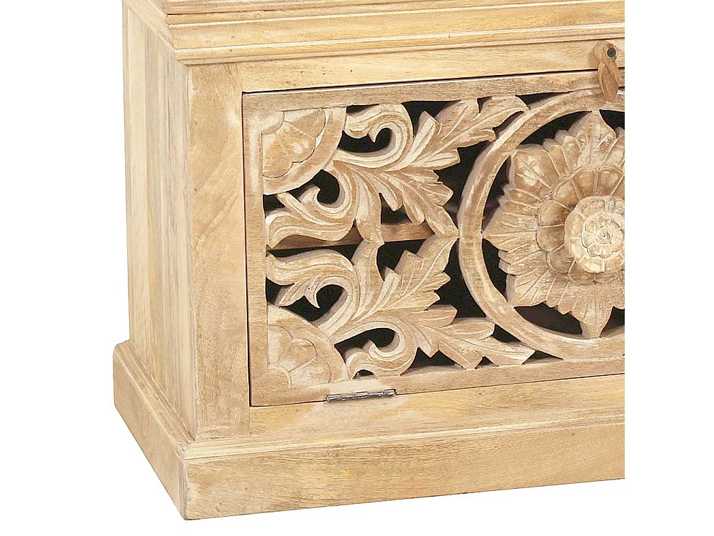 Garderobensitzbank in Sandfarben Mangobaum Massivholz