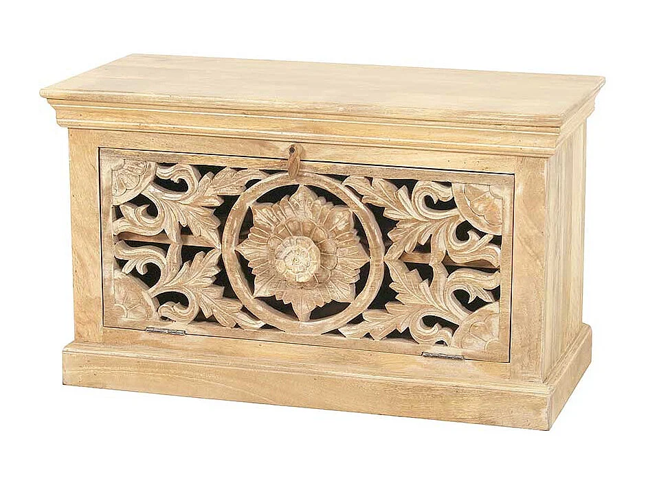 Garderobensitzbank in Sandfarben Mangobaum Massivholz