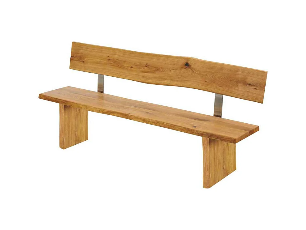 Baumkanten Sitzbank aus Wildeiche Massivholz Lehne