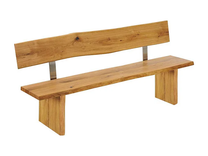 Baumkanten Sitzbank aus Wildeiche Massivholz Lehne
