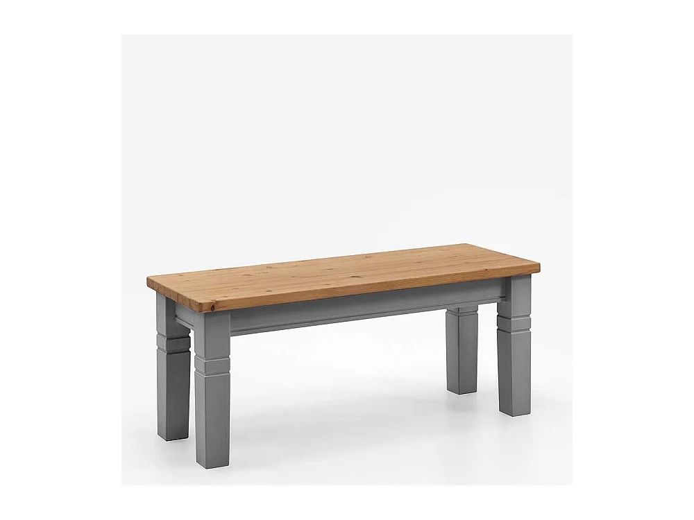 Massivholz Bank ohne Lehne in Grau und Kiefer Laugenfarben Landhausstil