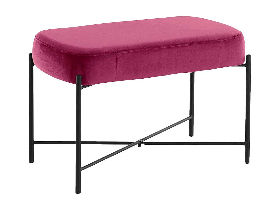 Bank Samt Pink mit Vierfußgestell aus Metall 43 cm hoch