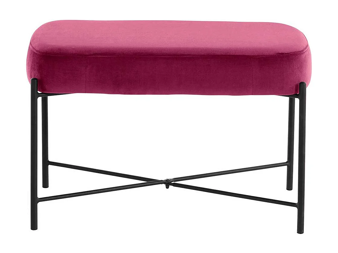 Bank Samt Pink mit Vierfußgestell aus Metall 43 cm hoch
