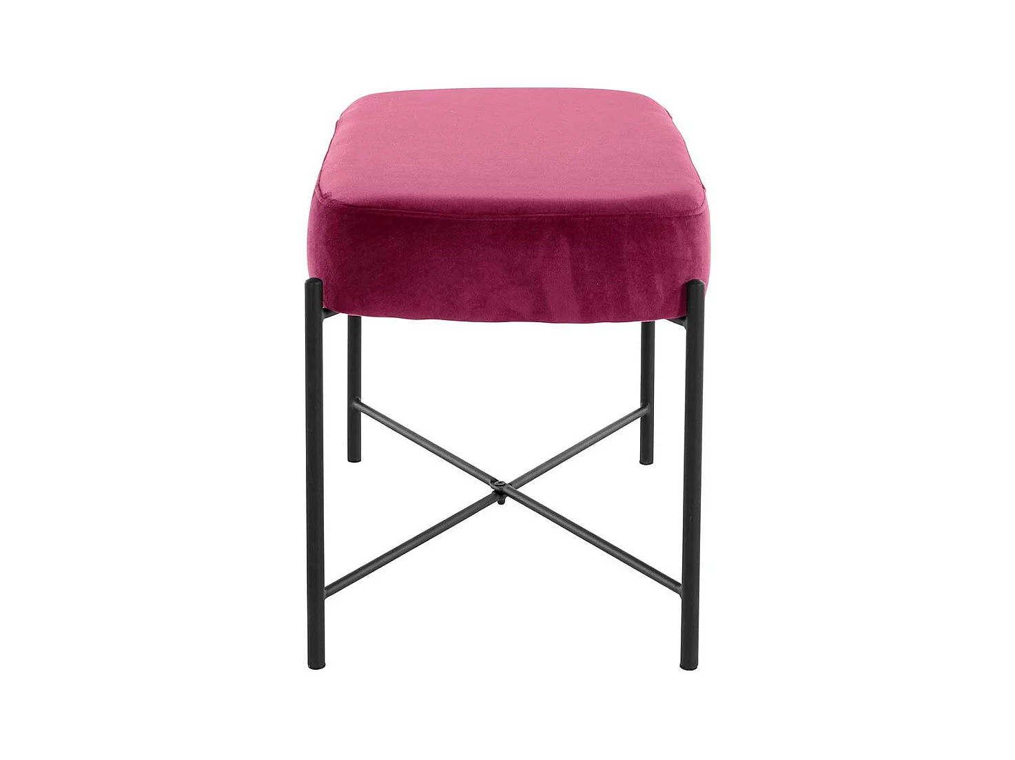 Bank Samt Pink mit Vierfußgestell aus Metall 43 cm hoch