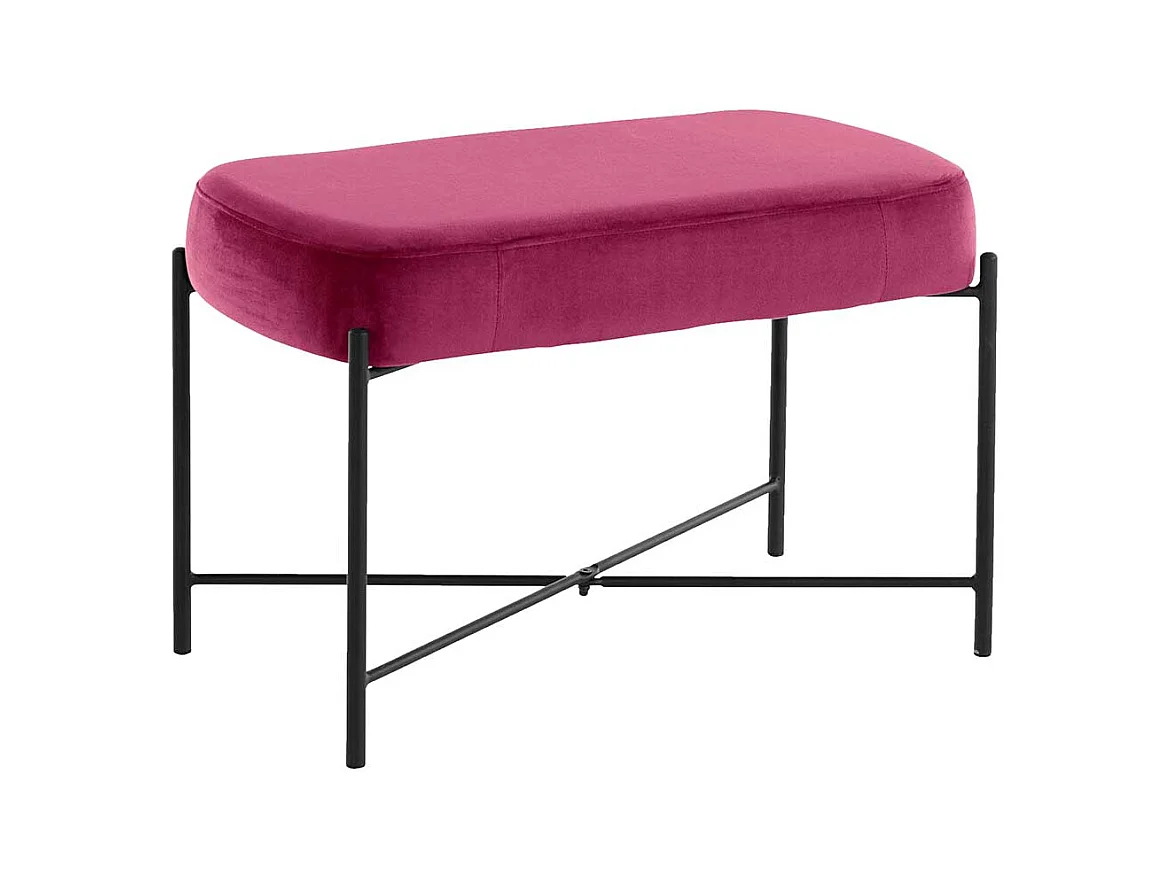 Bank Samt Pink mit Vierfußgestell aus Metall 43 cm hoch