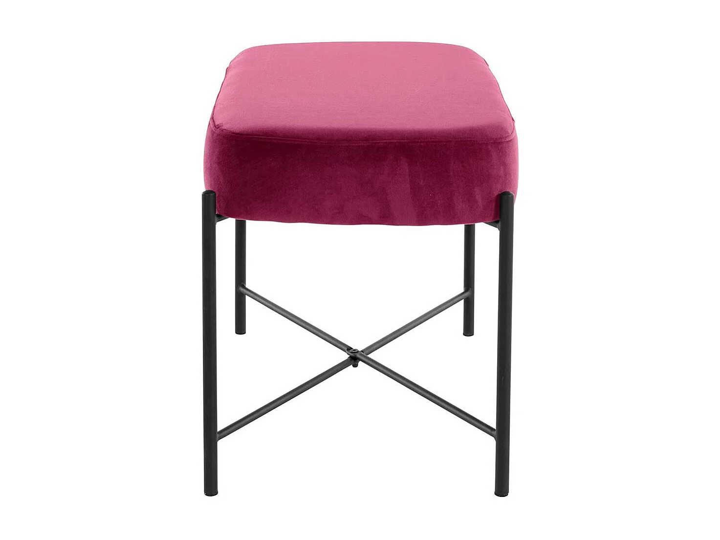 Bank Samt Pink mit Vierfußgestell aus Metall 43 cm hoch