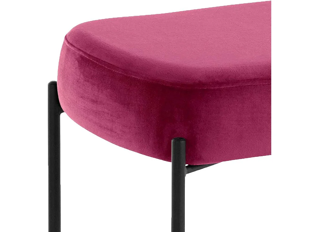 Bank Samt Pink mit Vierfußgestell aus Metall 43 cm hoch