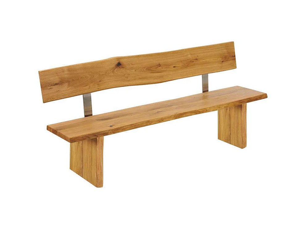 Baumkanten Sitzbank aus Wildeiche Massivholz Lehne