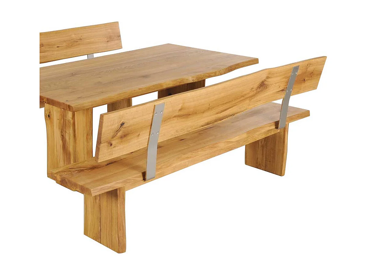 Baumkanten Sitzbank aus Wildeiche Massivholz Lehne