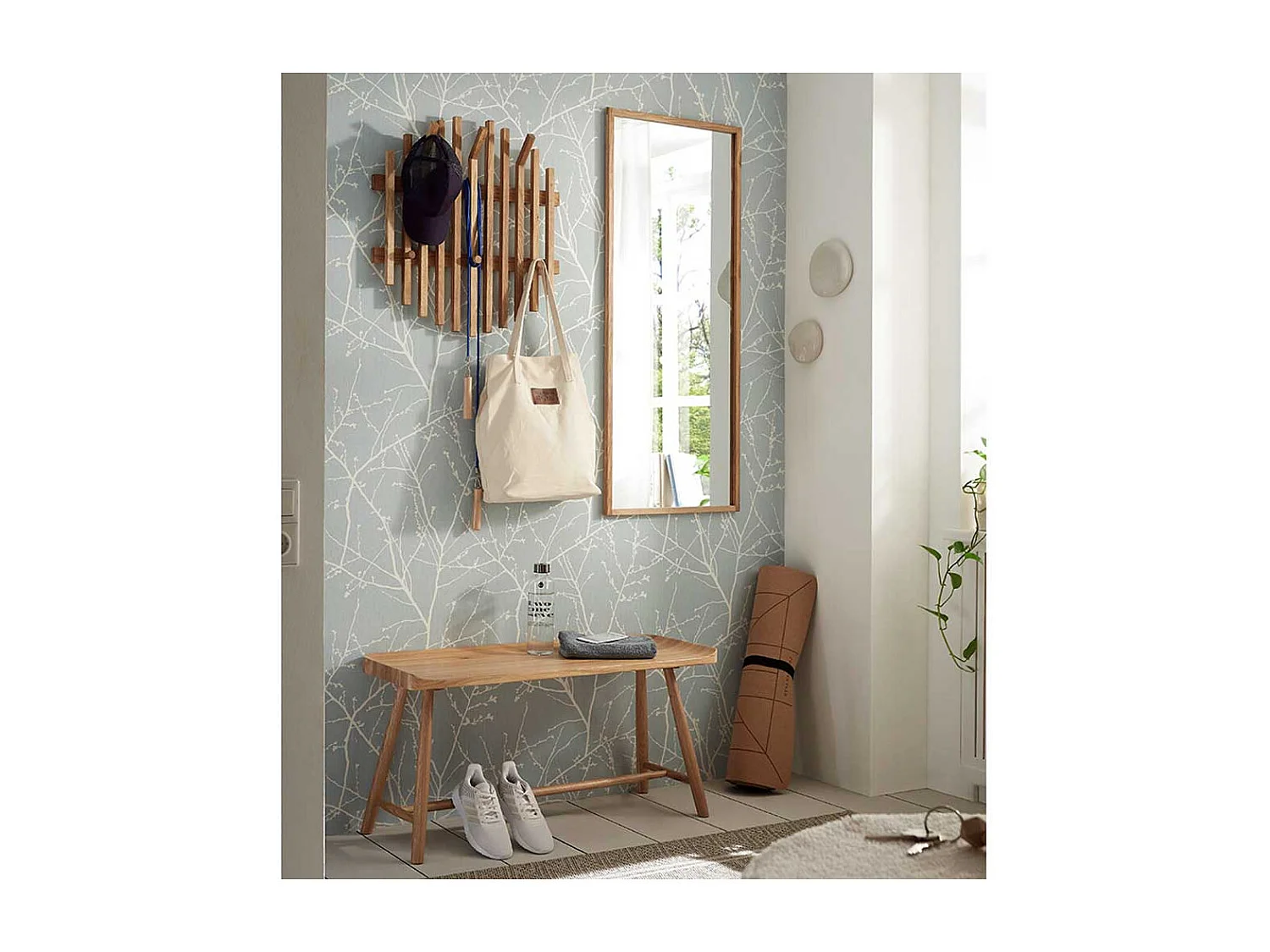 Holzbank Sitzbank aus Eiche Massivholz in modernem Design