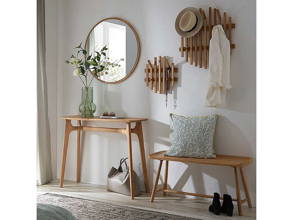 Holzbank Sitzbank aus Eiche Massivholz in modernem Design