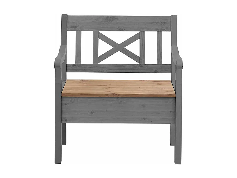 Holzbank in Grau Kiefer massiv Armlehnen