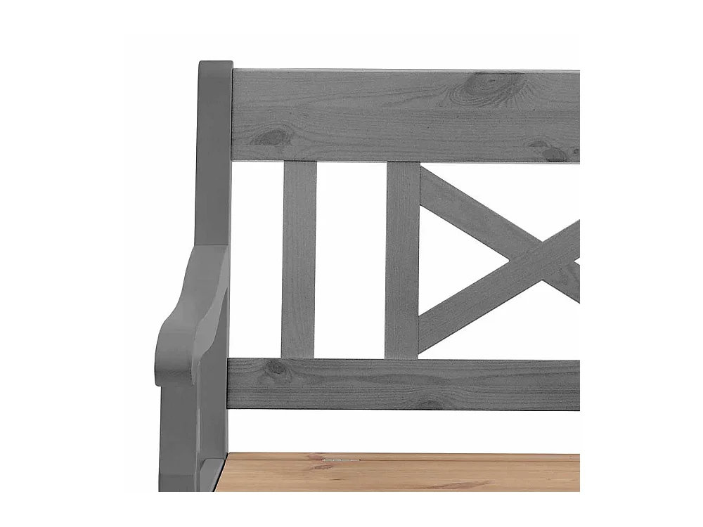 Holzbank in Grau Kiefer massiv Armlehnen