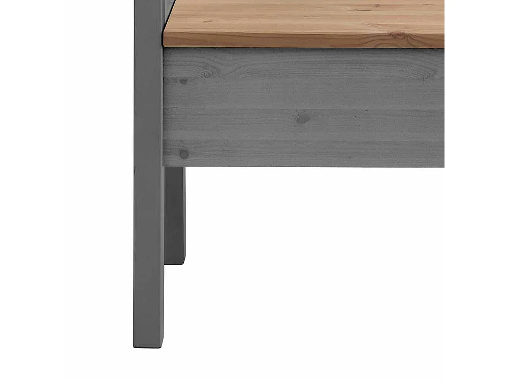 Holzbank in Grau Kiefer massiv Armlehnen